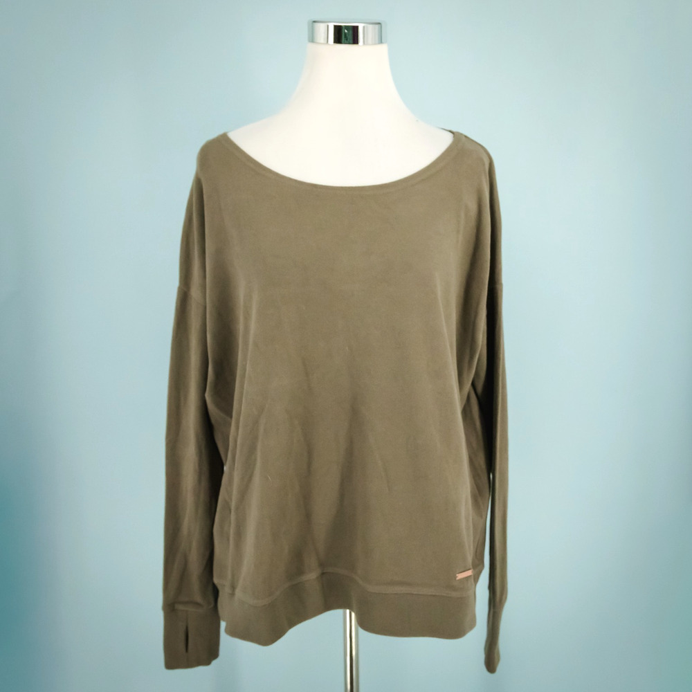 Sweaty Betty Size Medium M Brown After Class Boat Neck Long Sleeve Sweatshirt